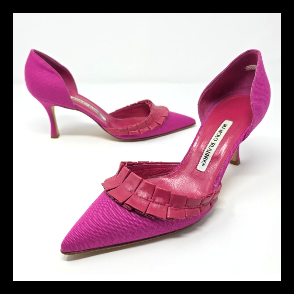 Manolo Blahnik Vintage Pink D'Orsay Pumps Pointed Toe BB Style Heels 10 40